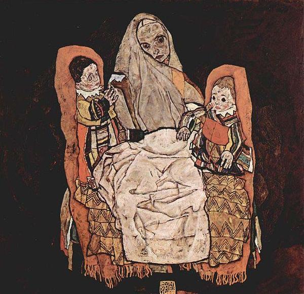 Egon Schiele Mutter mit zwei Kindern oil painting image